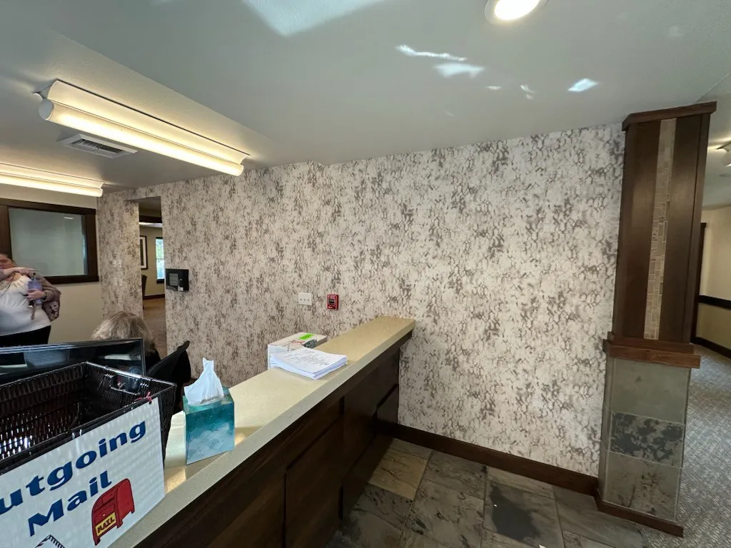 Commercial office lobby wallpaper installation in Downtown Atlanta