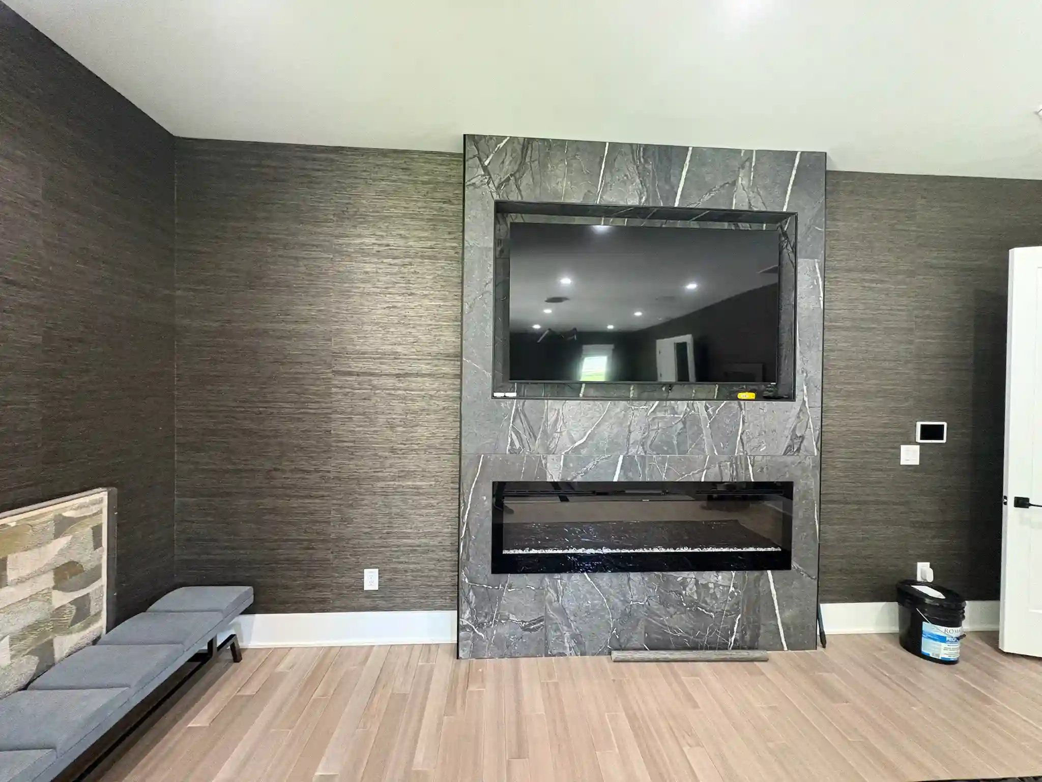 Luxury grasscloth wallpaper texture in Buckhead, Atlanta